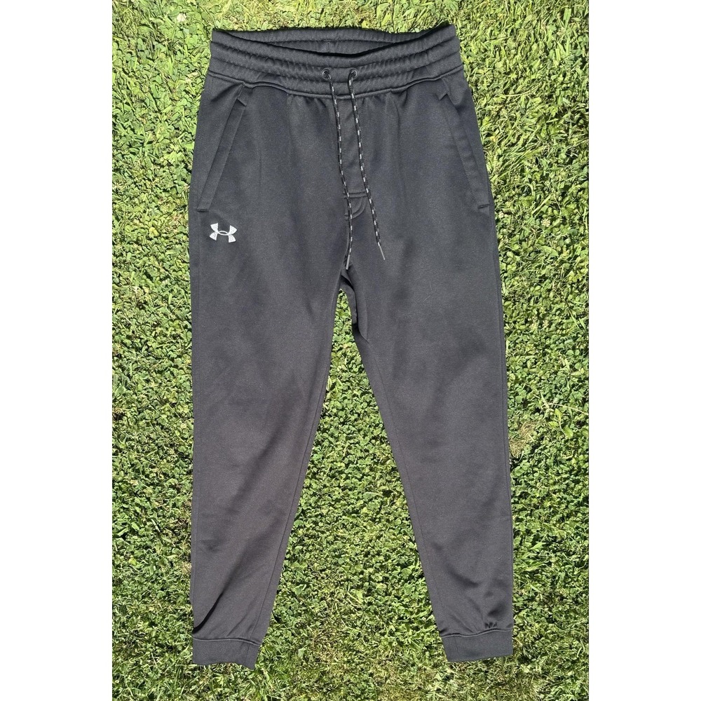 Under Armour ColdGear Jogger Pants Mens Medium Black Fleece Elastic Waist Cuffed